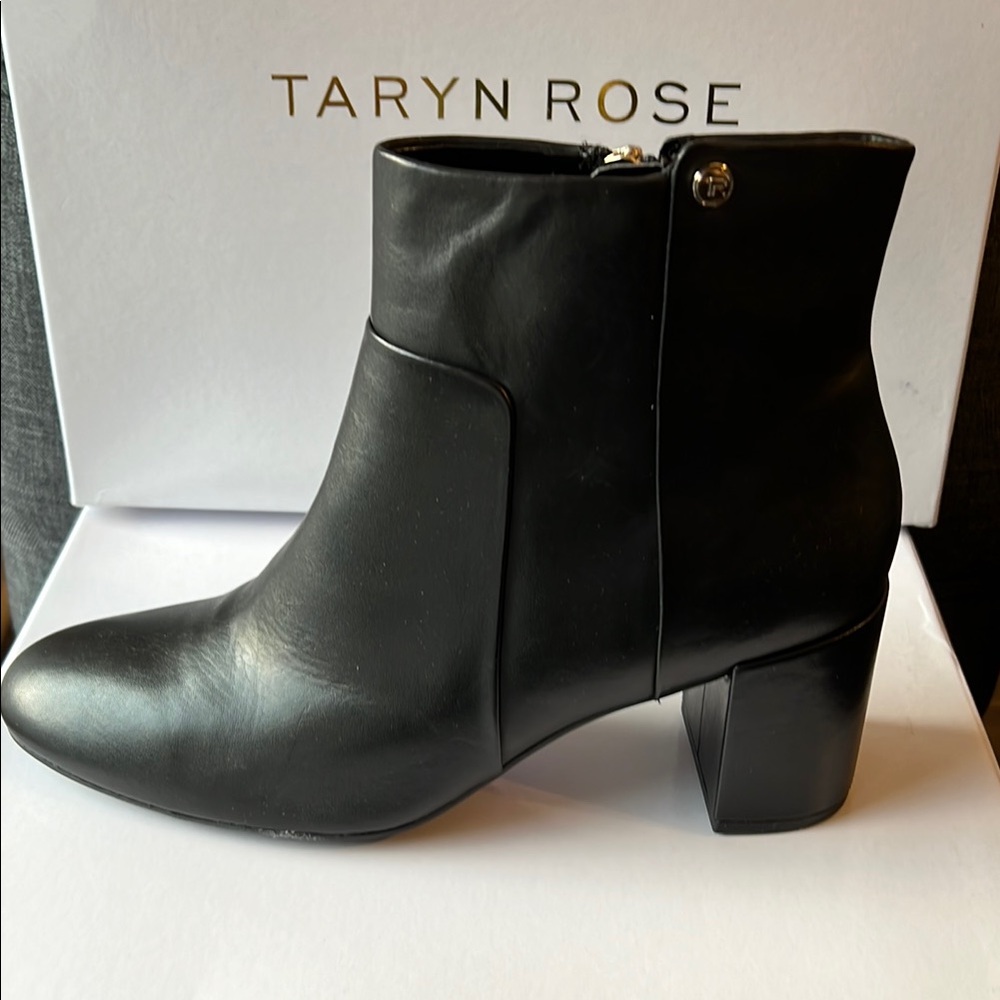 Taryn Rose Black Ankle Booties with Stacked Heel. New size 8.5 M